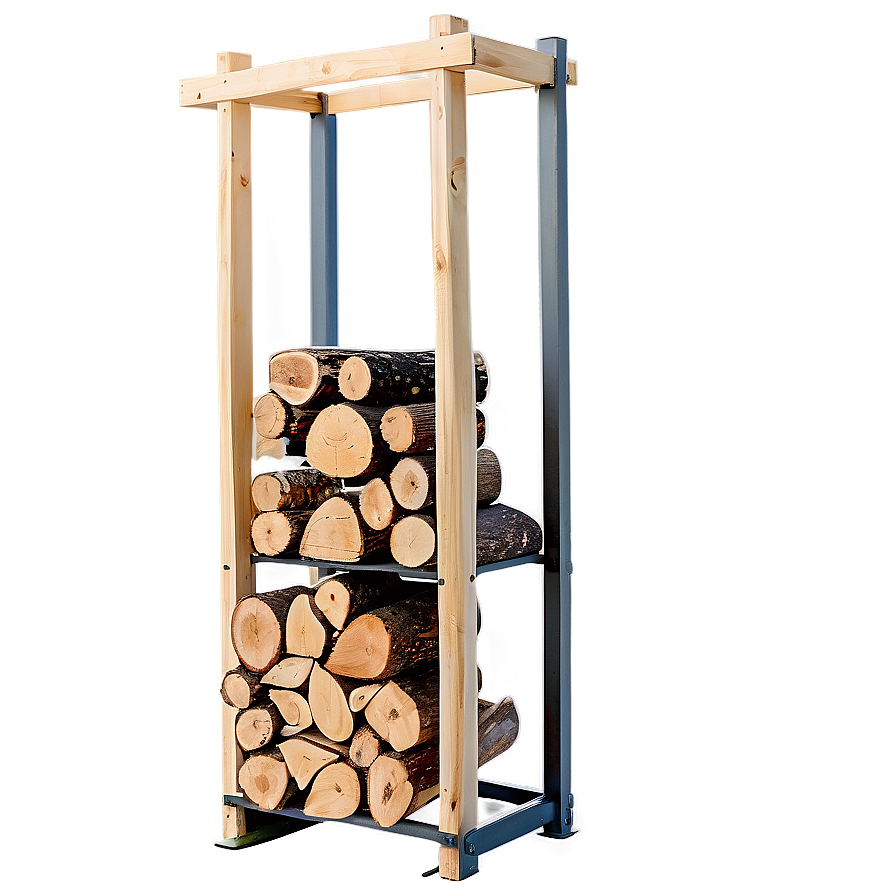 Organized Firewood Storage Rack Png Vpu41 PNG Image