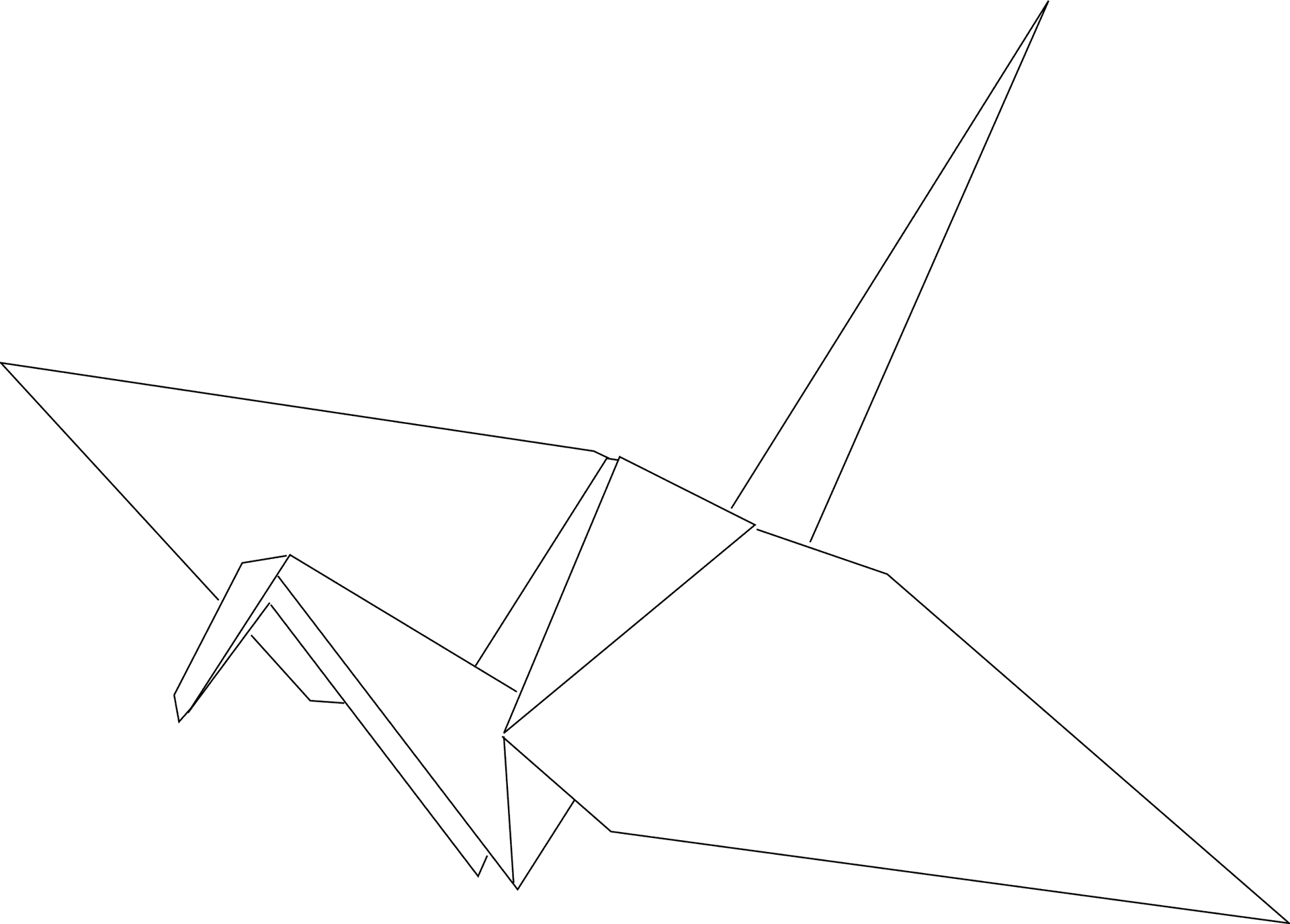 Origami Paper Crane Outline PNG Image