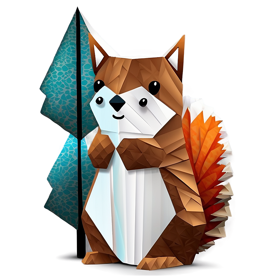 Origami Squirrel Woodland Png Slt PNG Image