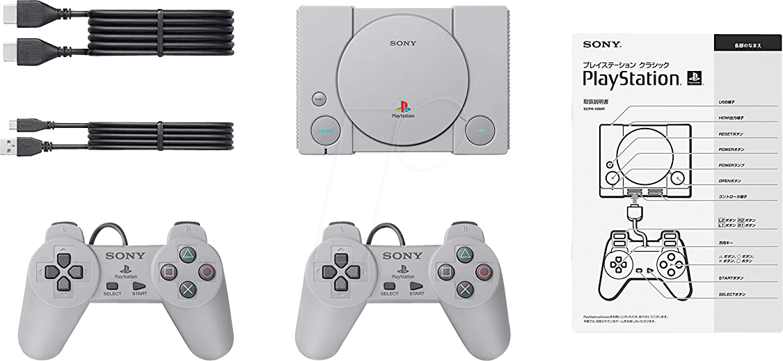 Original Play Station Consoleand Accessories PNG Image