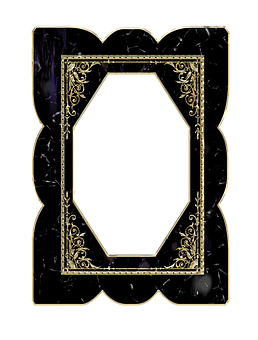 Ornate Black Gold Frame PNG Image