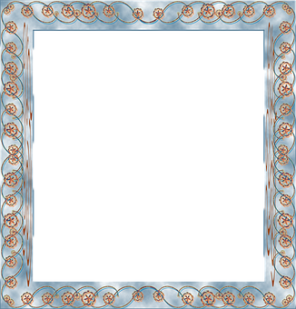 Ornate Blue Floral Frame PNG Image