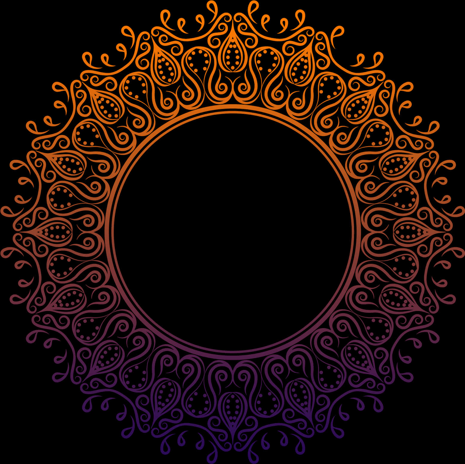 Ornate Circular Flame Border Design PNG Image