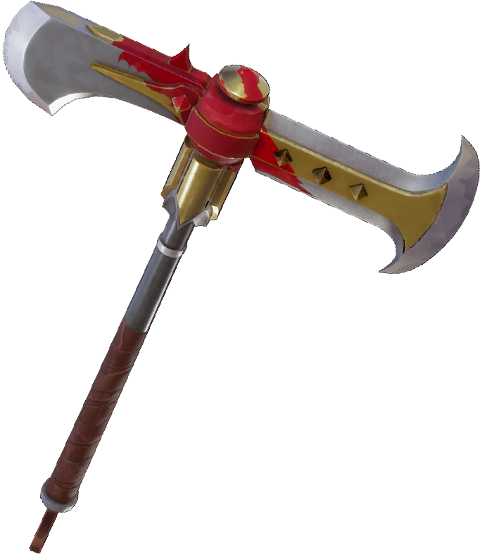 Ornate Double Bladed Axe PNG Image