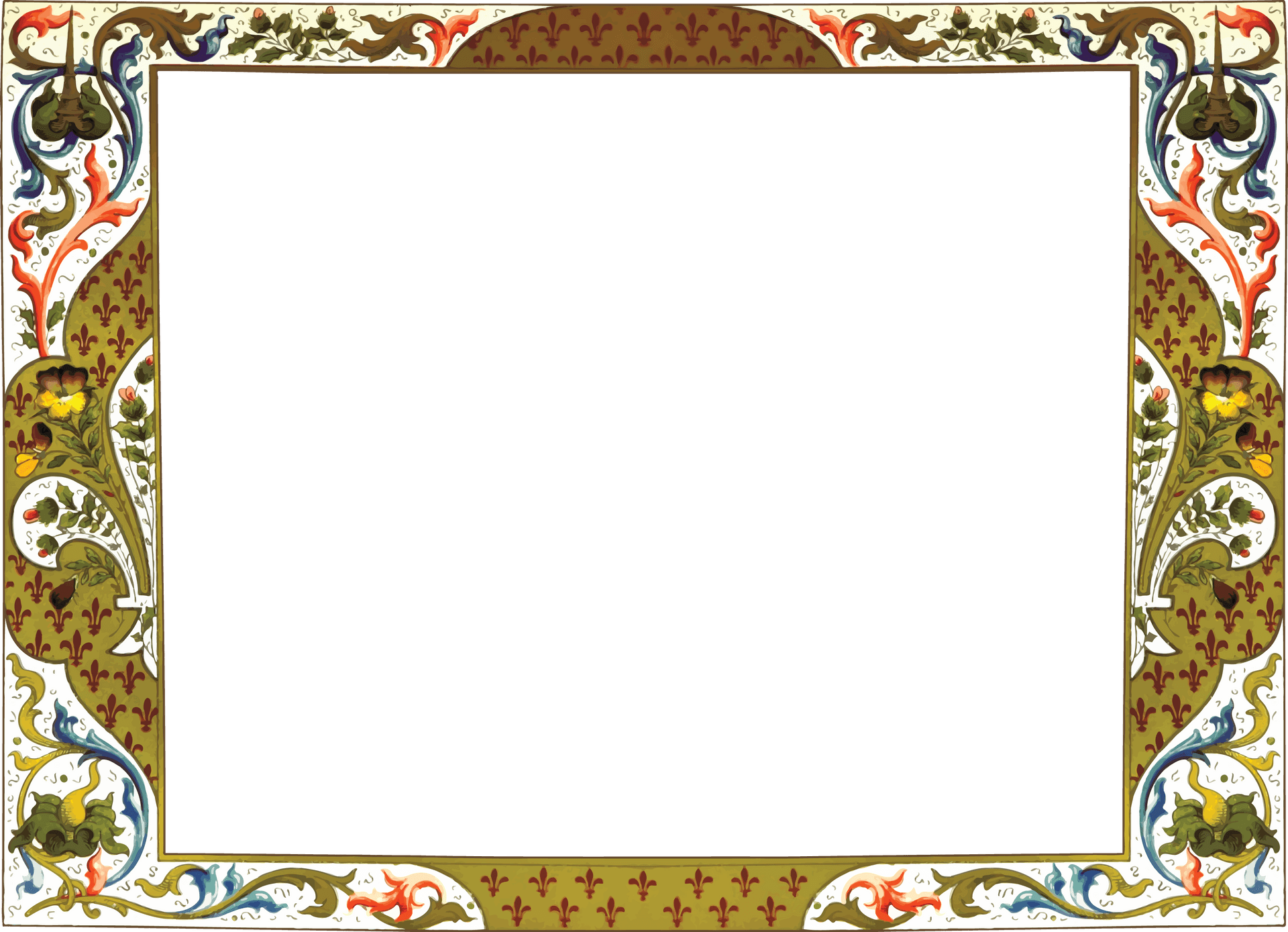 Ornate Floral Decorative Border PNG Image