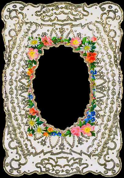 Ornate Floral Photo Frame PNG Image