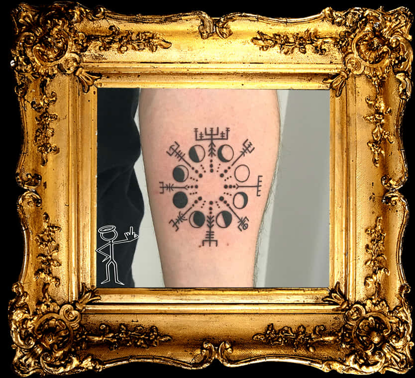 Ornate Frame Tattoo Display PNG Image