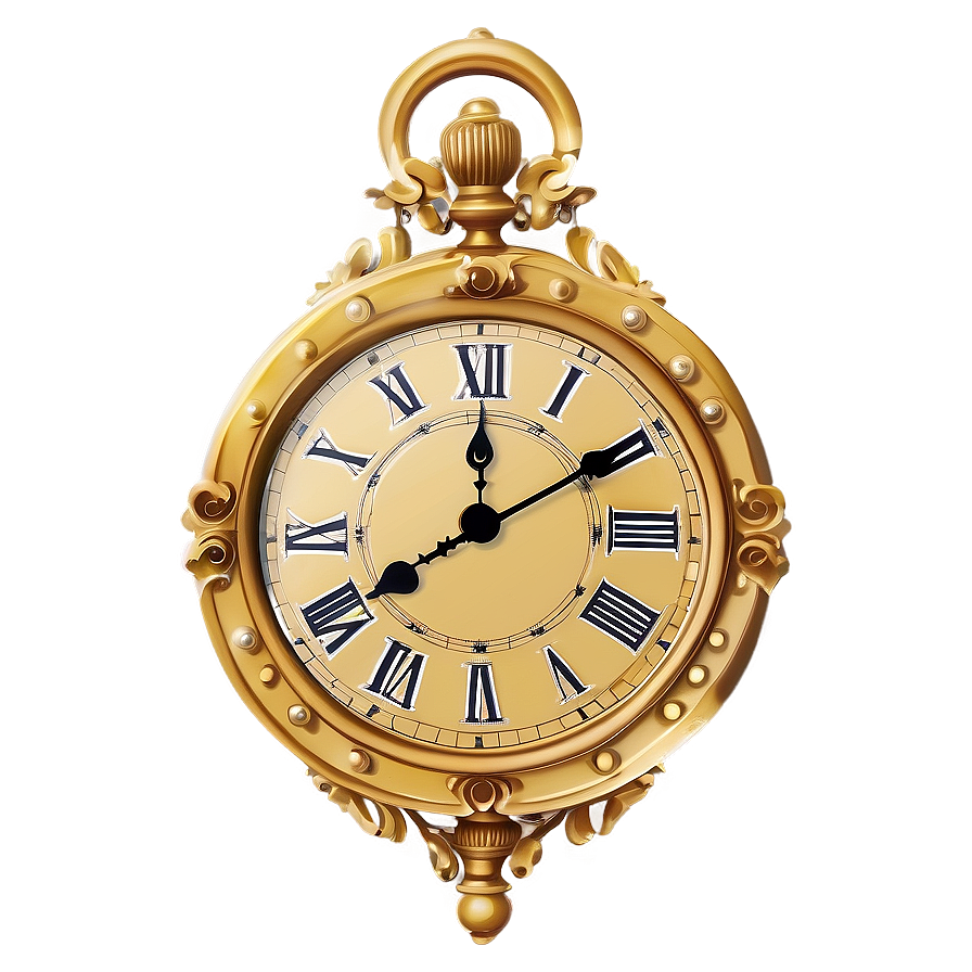 Ornate Gold Clock Png Dtm14 PNG Image