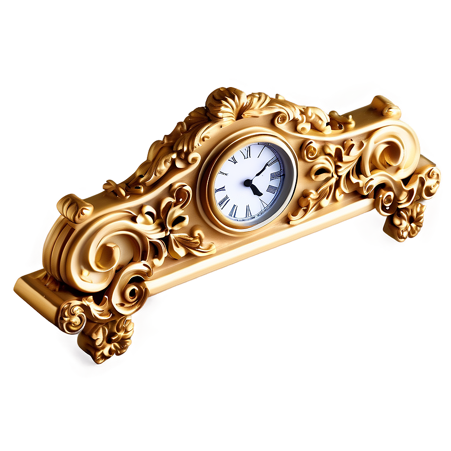 Ornate Gold Clock Png Qim26 PNG Image