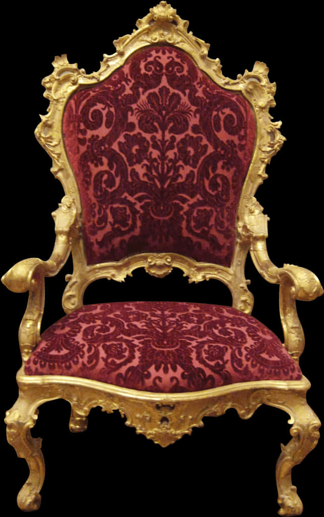 Ornate Golden Baroque Chair PNG Image