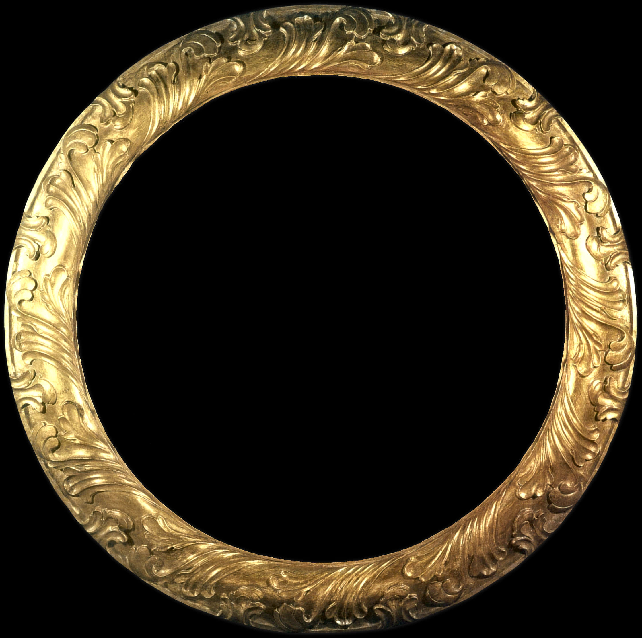 Ornate Golden Circular Frame PNG Image