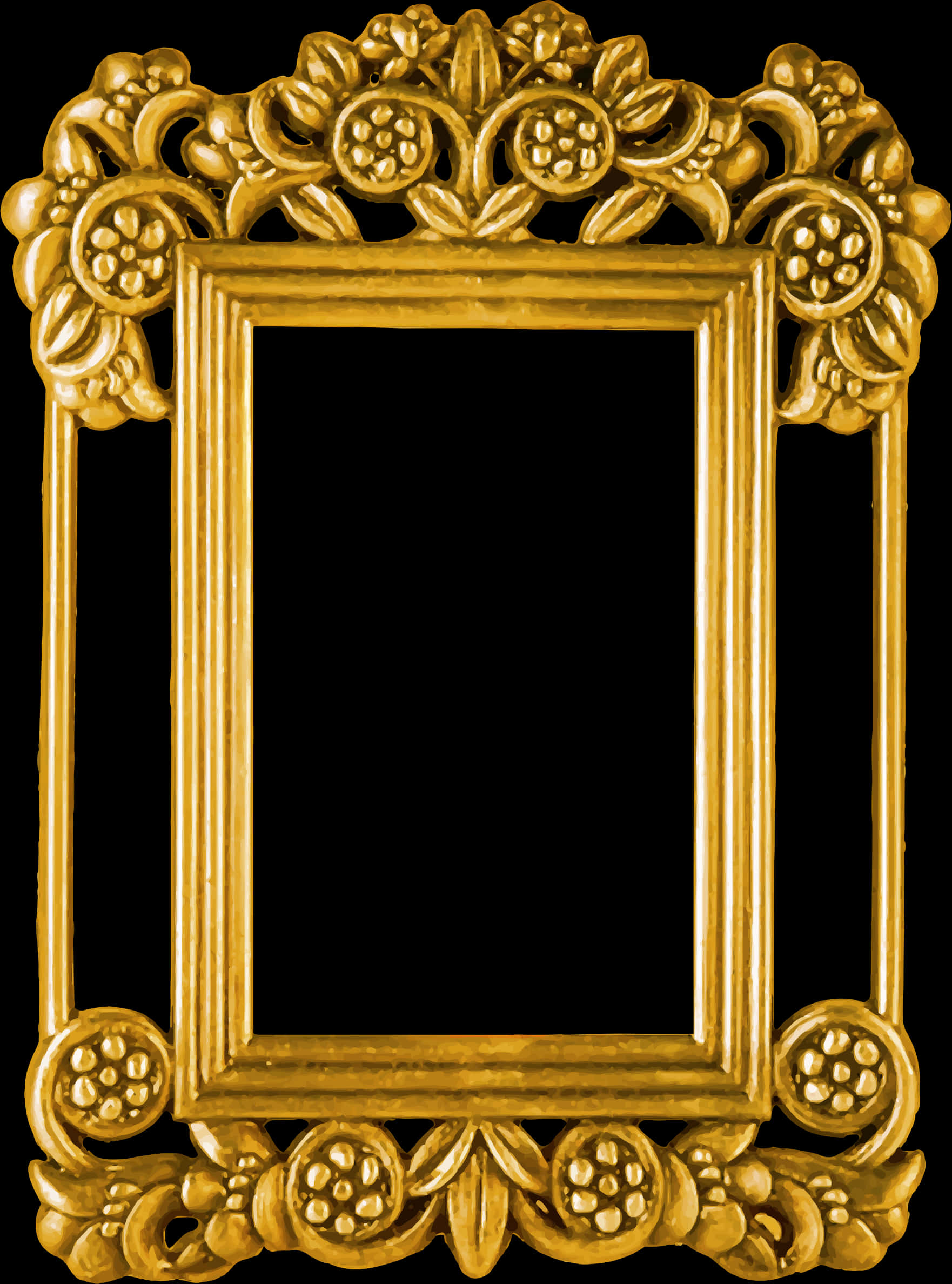 Ornate Golden Floral Frame PNG Image