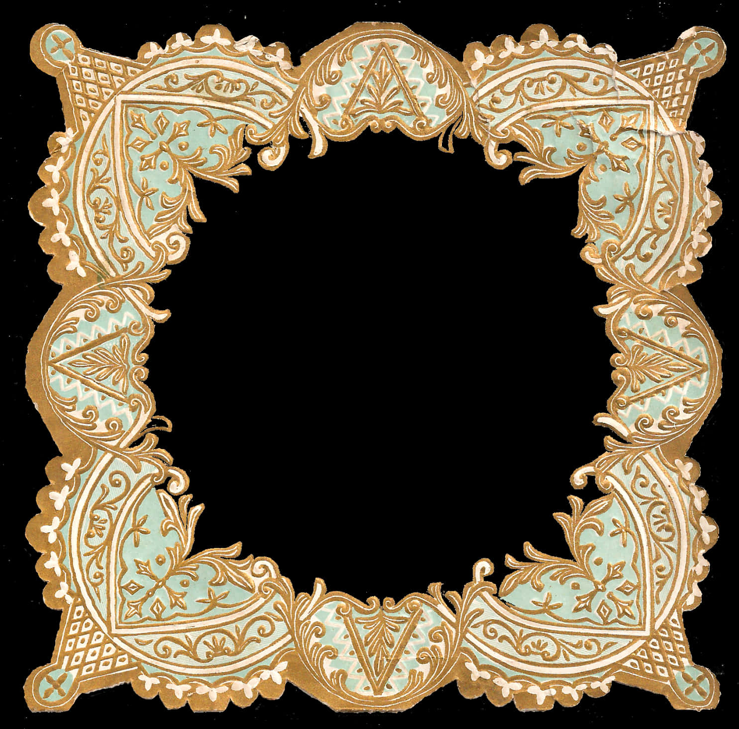 Ornate Golden Floral Frame PNG Image