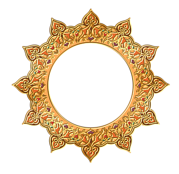 Ornate Golden Floral Frame PNG Image