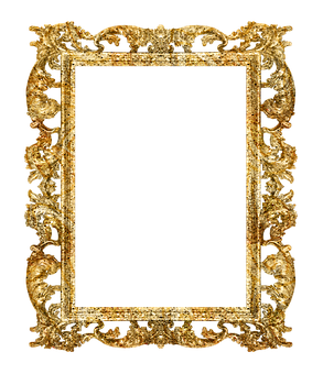 Ornate Golden Frame Black Background PNG Image