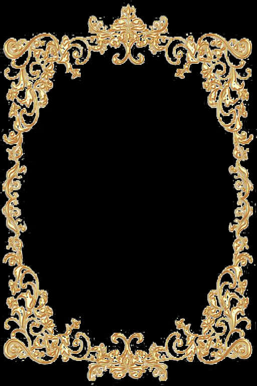 Ornate Golden Frame Design PNG Image