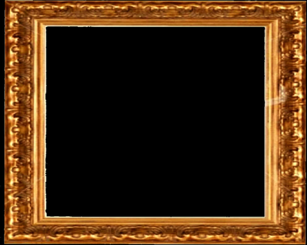 Ornate Golden Frame Empty Black Background.jpg PNG Image