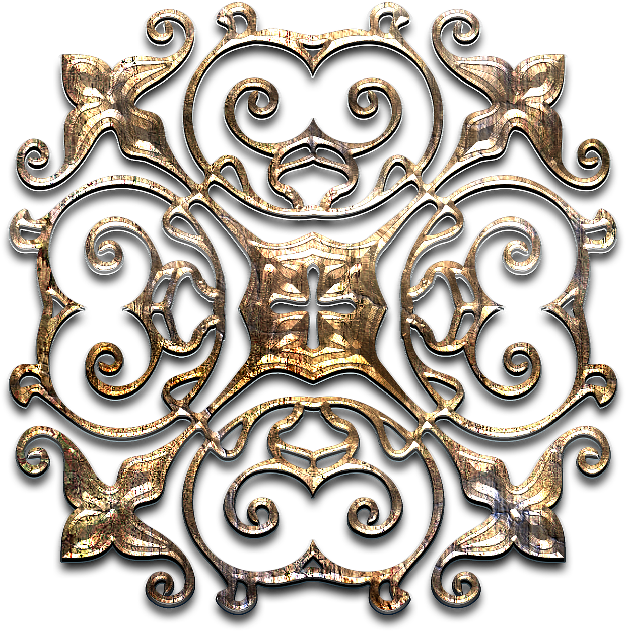 Ornate Golden Scrollwork Design PNG Image