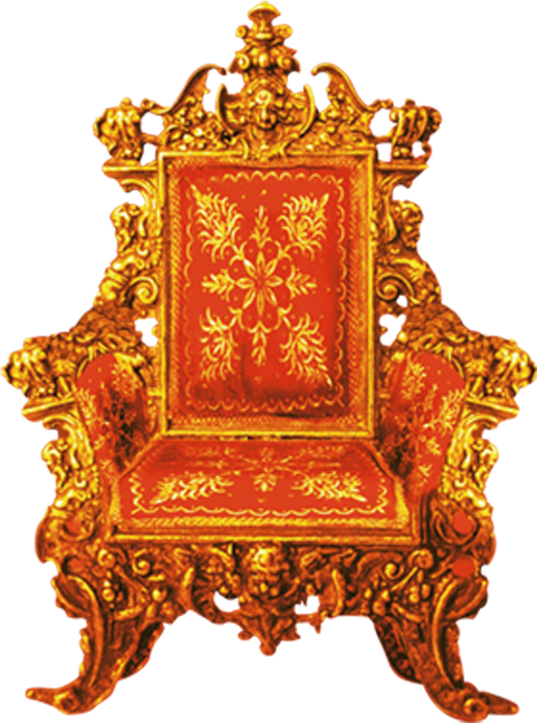 Ornate Golden Throne Chair PNG Image