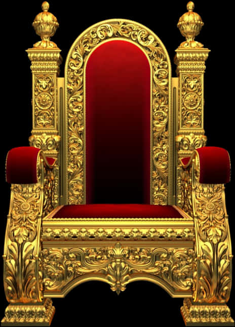 Ornate Golden Throne Chair PNG Image