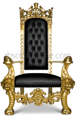 Ornate Golden Throne Chair PNG Image