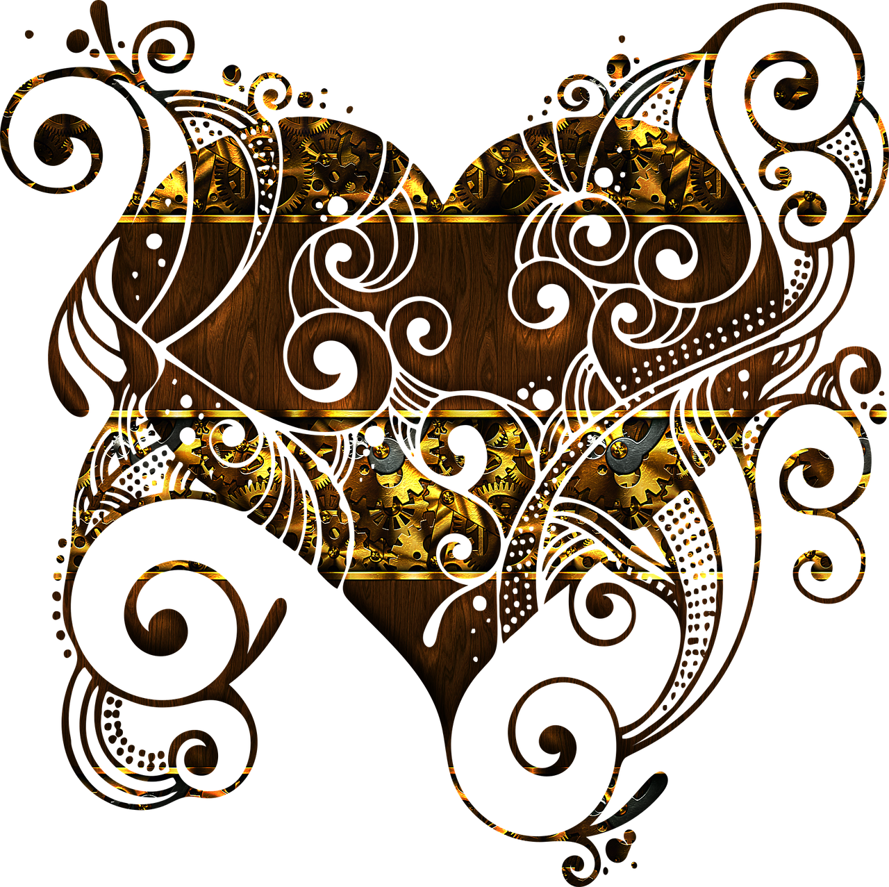 Ornate Heart Artwork PNG Image