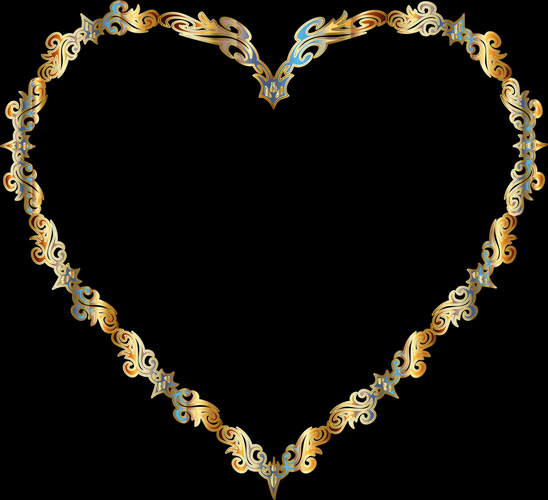 Ornate Heart Frame Design PNG Image