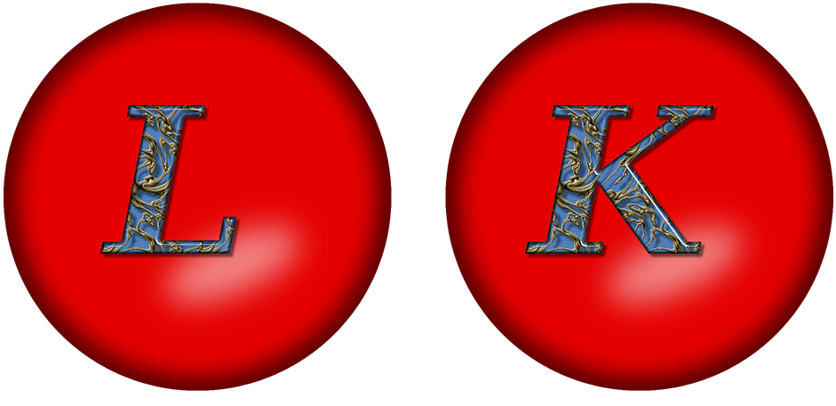 Ornate Letters L Kon Red Spheres PNG Image