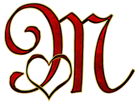 Ornate Love Alphabet Letter M PNG Image