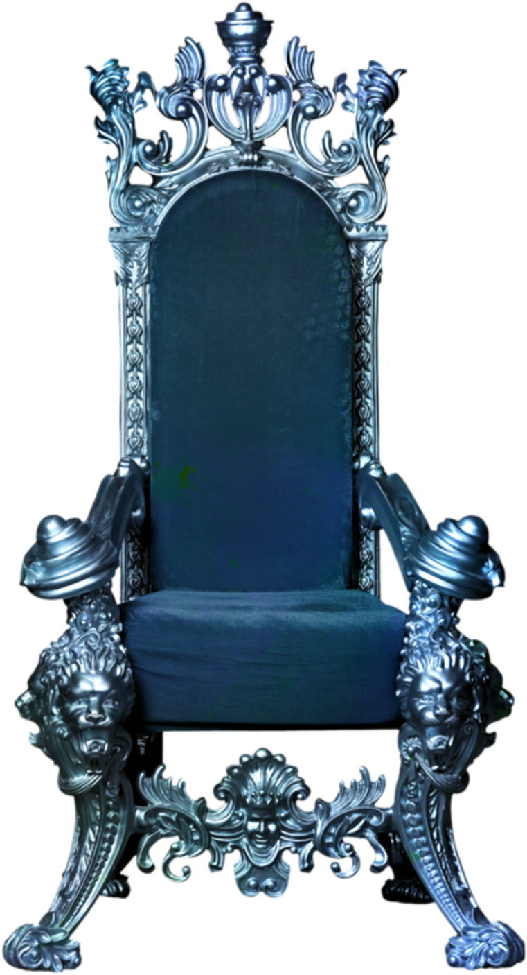 Ornate Silver King Chair PNG Image