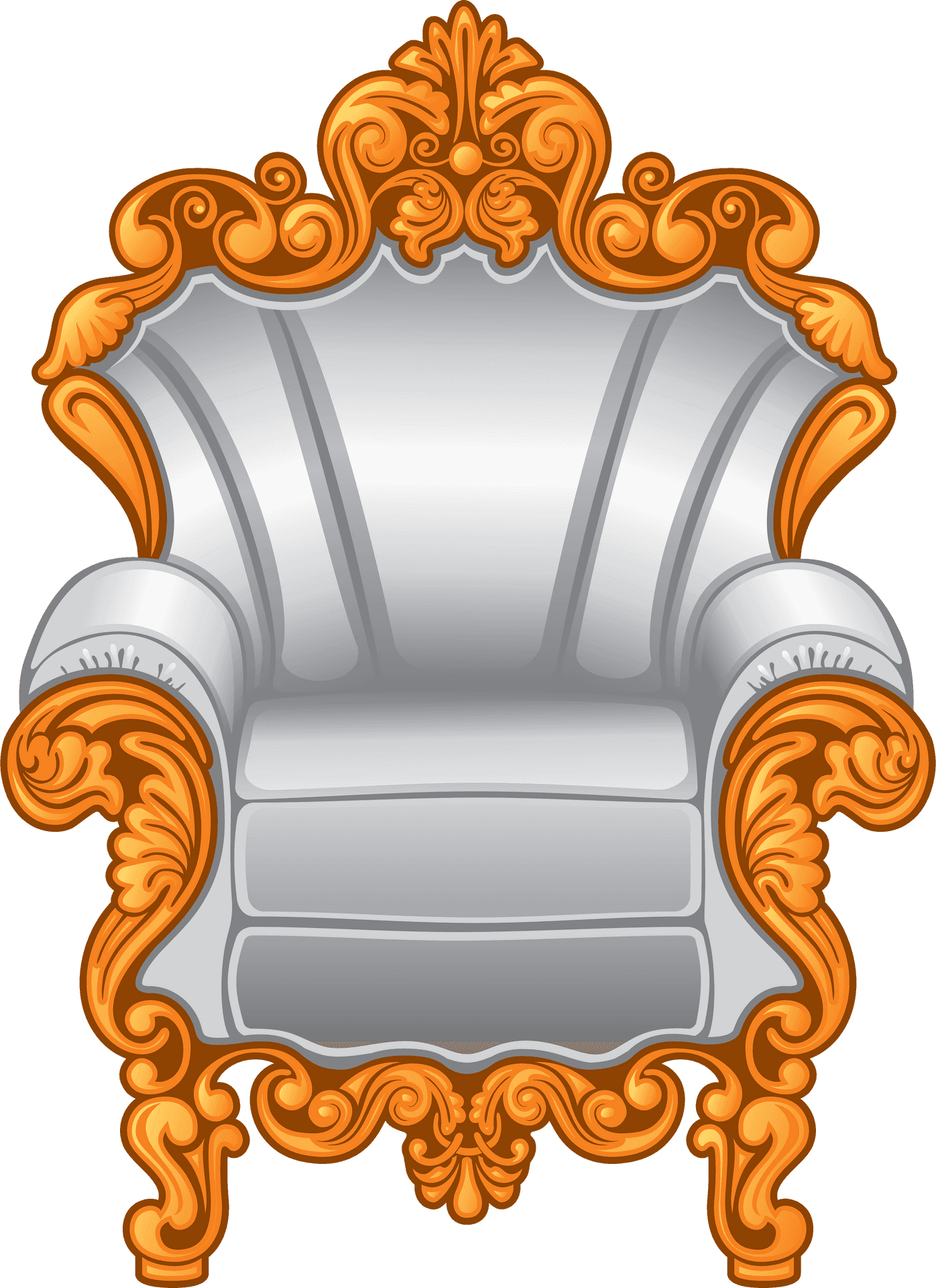 Ornate Silverand Gold King Chair PNG Image