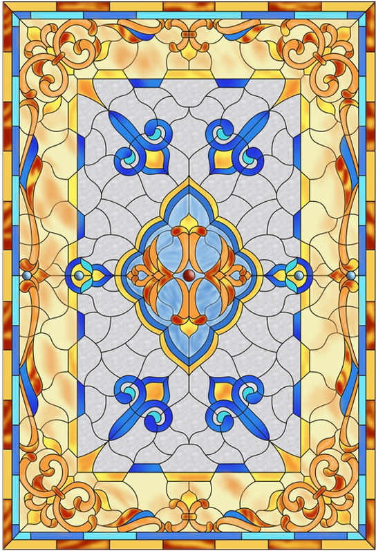 Ornate Stained Glass Design PNG Image