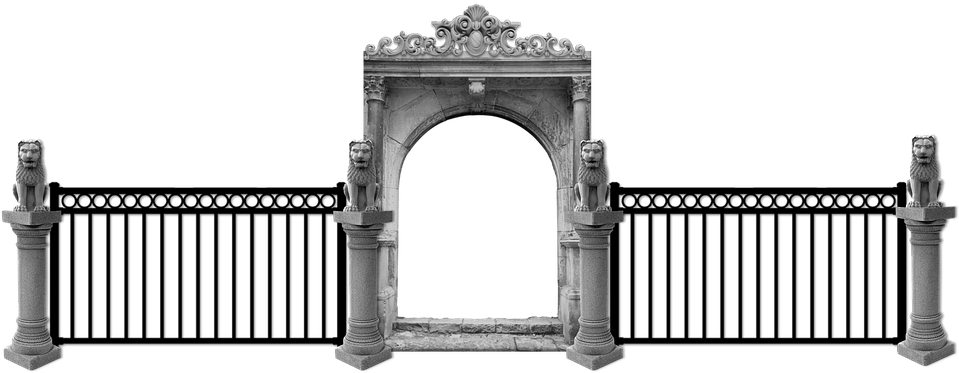 Ornate Stone Arch Gate PNG Image