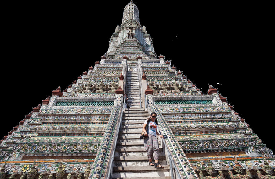 Ornate_ Temple_ Staircase_ With_ Visitor.jpg PNG Image