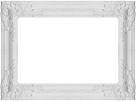 Ornate White Frameon Black Background PNG Image