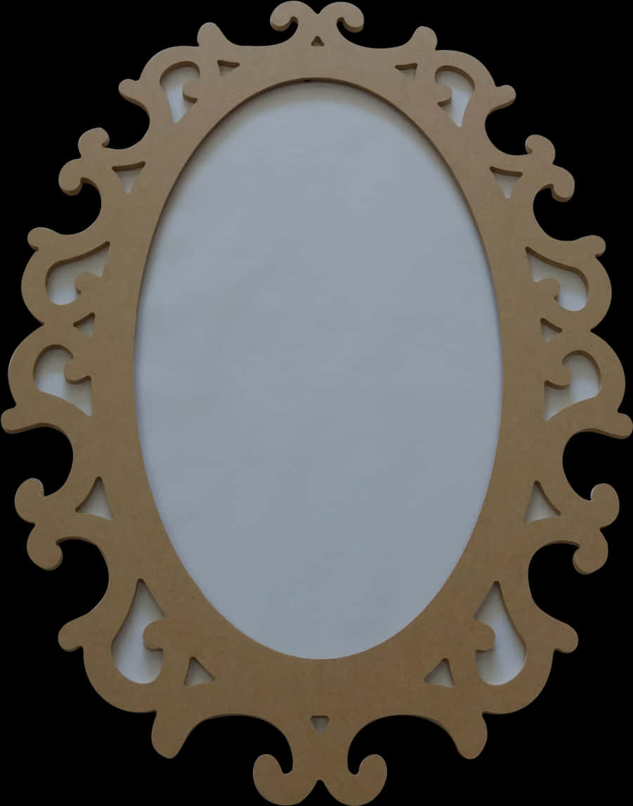 Ornate Wooden Frame Cutout Design PNG Image