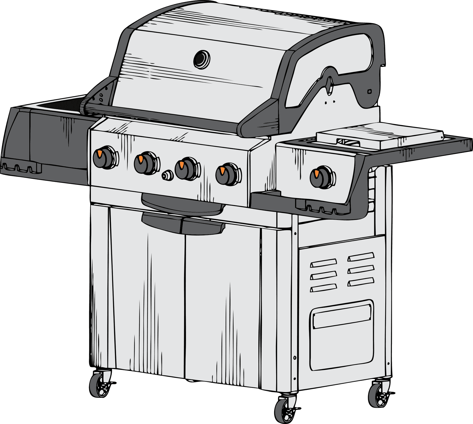 Outdoor Gas Grill Sketch PNG Image