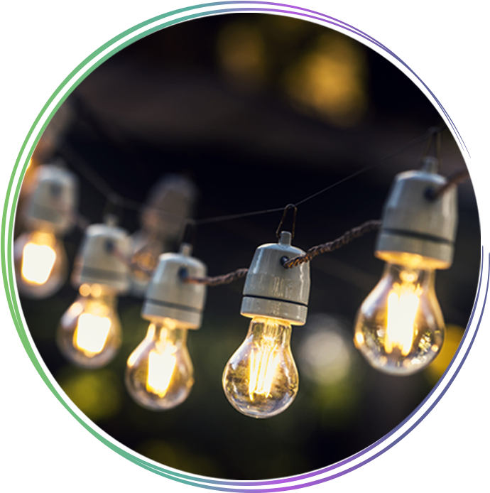 Outdoor String Lights Glowing PNG Image