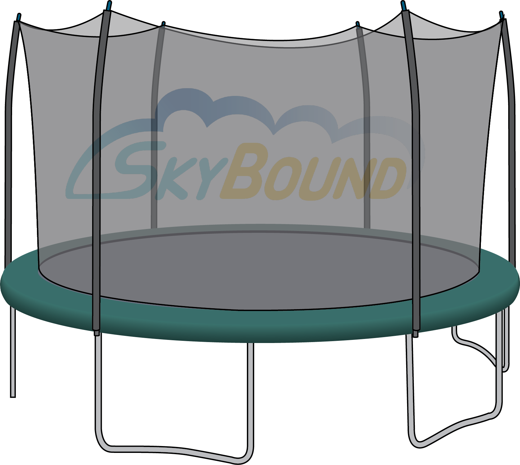 Outdoor Trampoline With Safety Net PNG Image