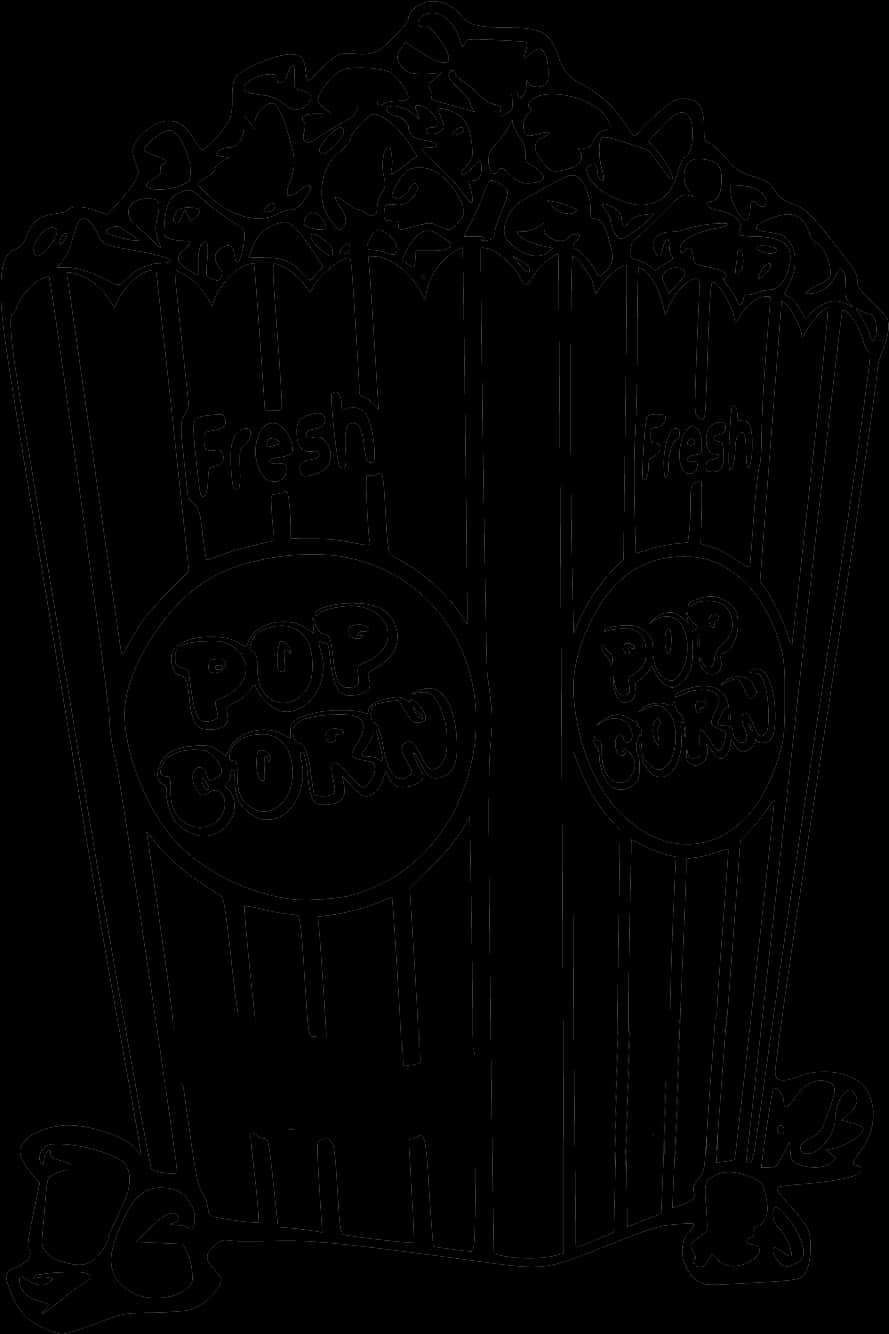 Outlined Popcorn Box Clipart PNG Image