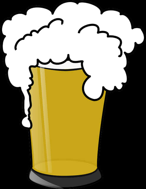 Overflowing Beer Glass Cartoon PNG Image