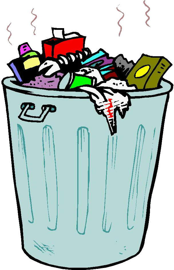 Overflowing Trash Bin Cartoon PNG Image