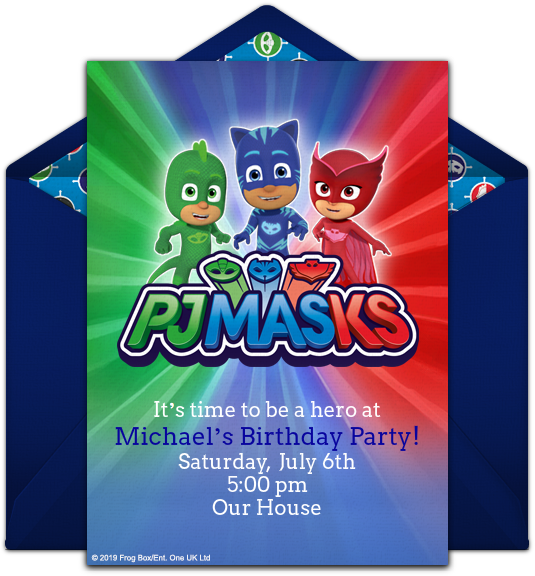 P J Masks Birthday Invitation Template PNG Image