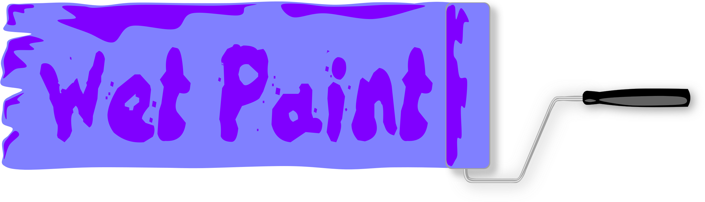 Paint Roller With Wet Paint Sign PNG Image