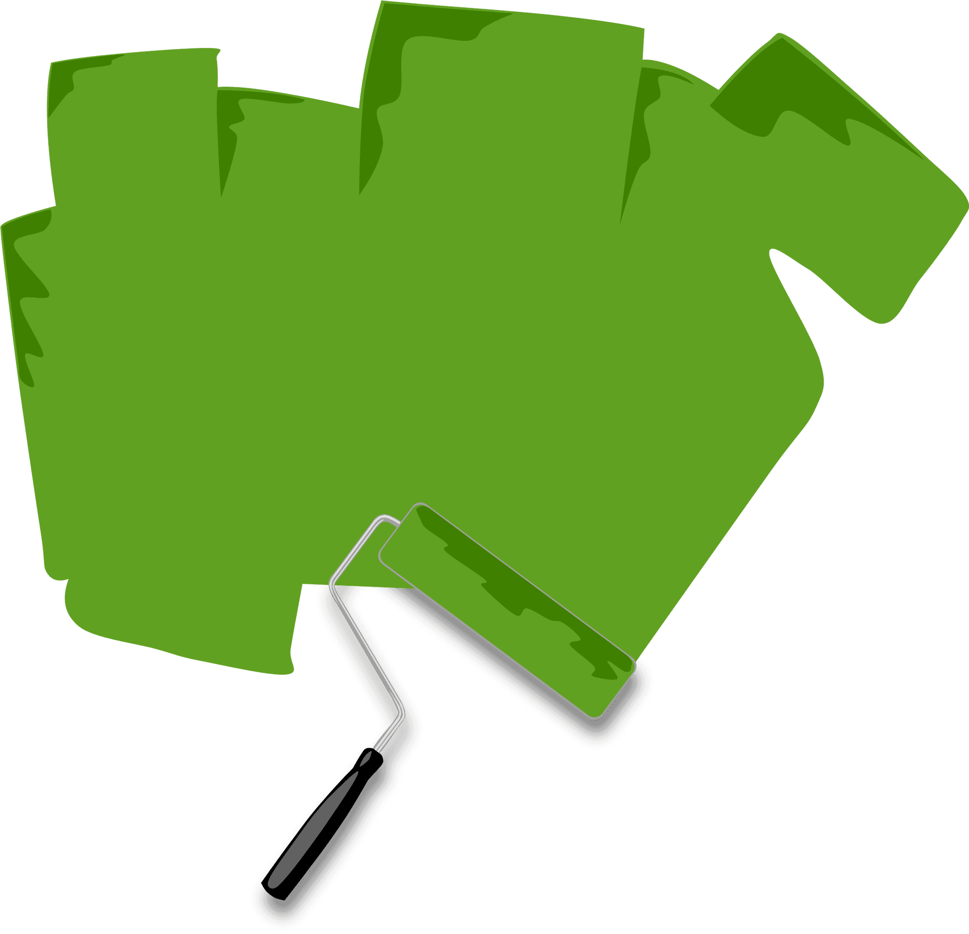 Paint Rollerand Green Paint Graphic PNG Image