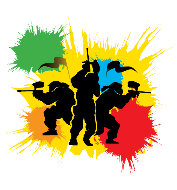 Paintball Arena Action Silhouettes PNG Image