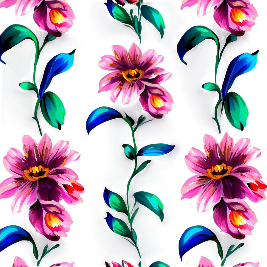 Painted Floral Pattern Png Ang90 PNG Image