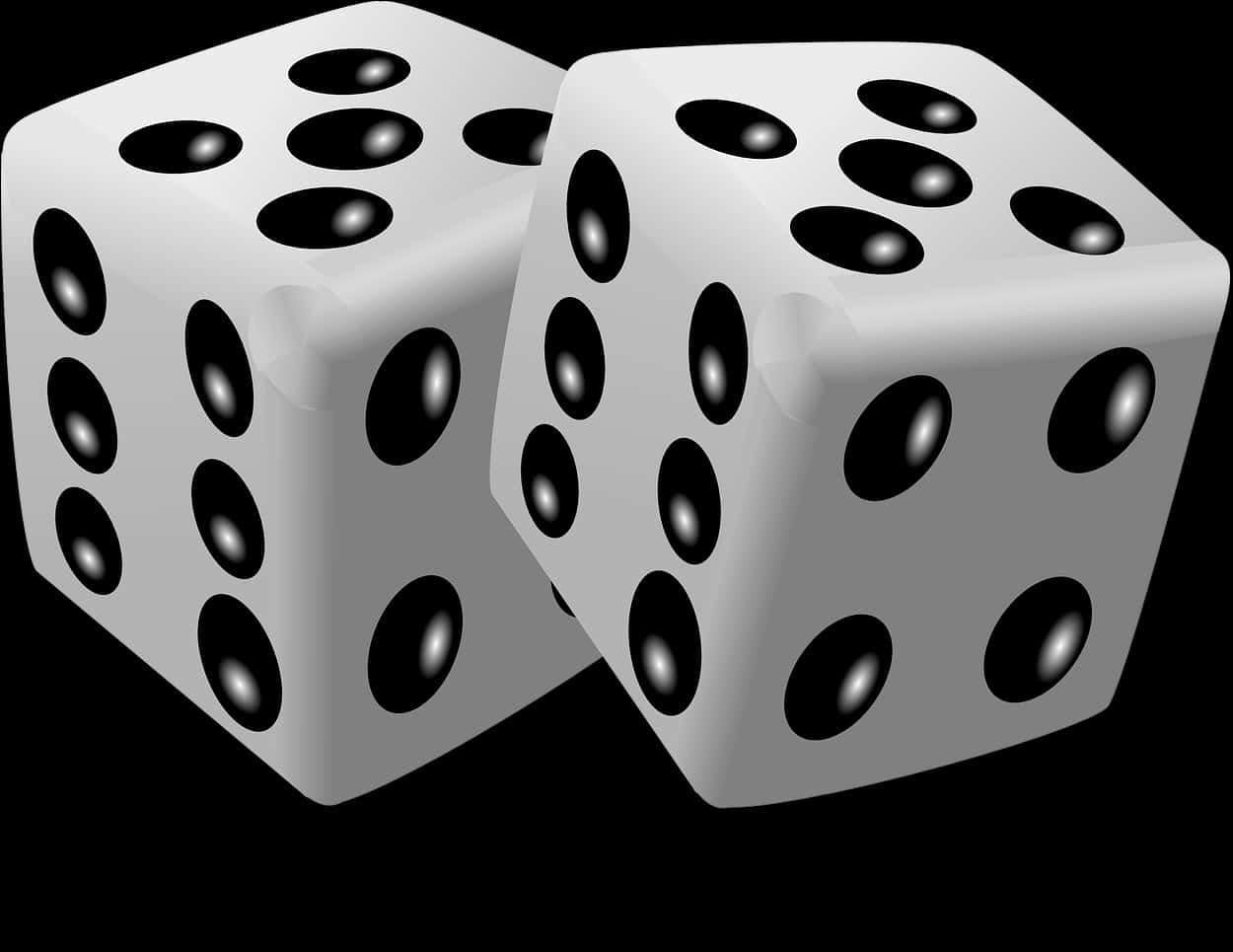 Pairof White Dice Black Dots PNG Image