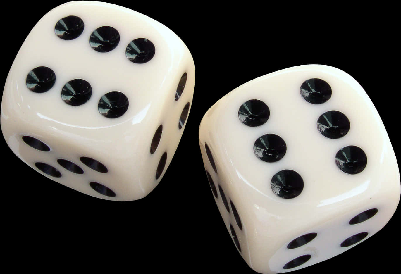 Pairof White Dice Black Dots PNG Image