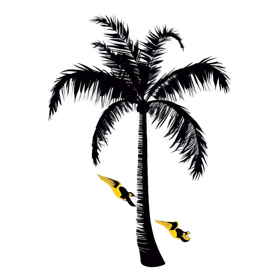 Palm Tree Silhouette With Birds Png Jdm14 PNG Image